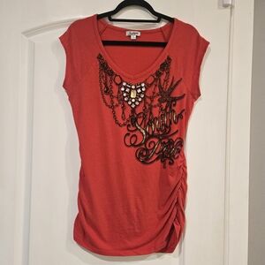 South Pole Women's Red Embellished Top